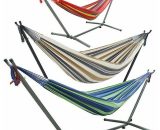 Unho - Hammock with Stand, Garden Patio Free Stand Hammock With Frame Outdoor Summer Swinging Travel Chairs, Red ZJJ103-RE 7427139940930