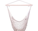 Wottes - Hanging chair,cotton rope woven romantic fringes macrame hammock indoor/outdoor garden courtyard bar swing chair White - Beige 03uk80192377 5704142163870
