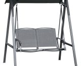 Outsunny - 2 Seater Garden Swing Chair Swing Bench w/ Adjustable Canopy, Grey 5056534581459 5056534581459