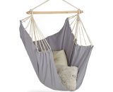 Hanging Chair. Modern Cotton Swing Seat, For Adults & Children, In- & Outdoor Use, Max. 150 Kg, Grey - Relaxdays 10023675_111_GB 4052025946838
