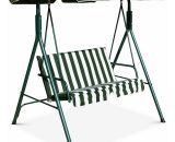 Metal Swing Chair Garden Hammock 2 Seater Patio Bench Lounger Adjustable Canopy OP70493GN 736542294392