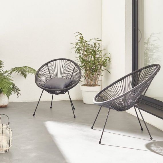 Egg designer string chairs - Acapulco Black - PVC designer string chairs - Black PEX2BK 3760287182130