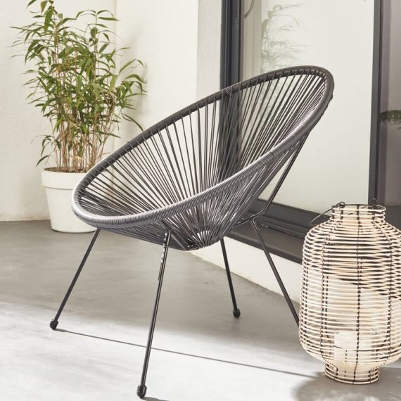 Alice's Garden - Egg designer string chair - Acapulco Black - pvc designer string chair - Black PEX1BK 3760287182000