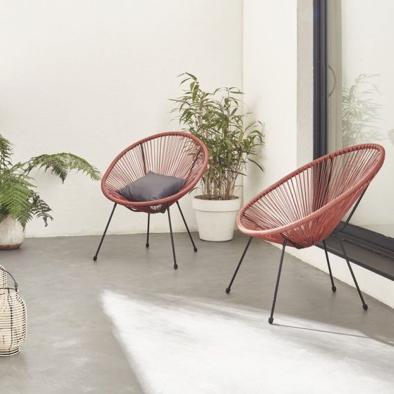 Alice's Garden - Egg designer string chairs - Acapulco Terracotta - pvc designer string chairs, plastic strings, indoor or outdoor - Terracotta PEX2TER 3760287189283