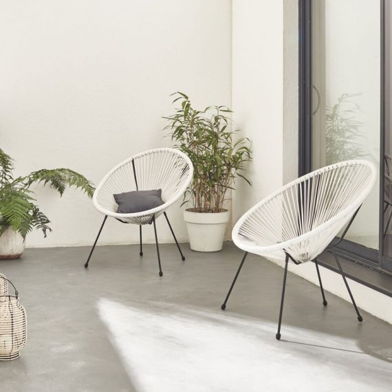 Egg designer string chairs - Acapulco White- PVC designer string chairs - White PEX2WH 3760287182185