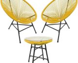 3pcs Bistro Egg Designer String Chair Indoor & Garden Set - Yellow - Raygar RG0534 5060284035193
