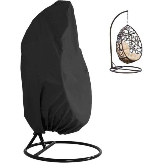 Langray - Patio Hanging Chair Cover 210D Oxford Fabric Waterproof Veranda Patio Cocoon Egg Chair Garden Furniture Protective Cover with Elastic Hem MMUK00376 9116323513392