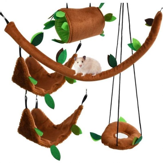5 pcs Set Hammocks Hamster Swing Tunnel Toy Forest Hamster Pet Glider Pig Hamsters Birds Small Animal for Play and Sleep PERGB008041 9116691523481