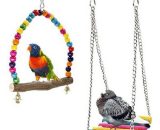 2pcs Bird Swing Chewing Toys- Parrot Hammock Bell Toys Suitable for Small Parakeets, Cockatiels,Finches,Budgie,Macaws, Parrots, Love Birds Mano-ZQUK-7187 6273997066494