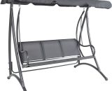 Charles Bentley 3 Seater Outdoor Swing Seat Bench Chair Hammock w/ Canopy -Grey - Grey GLGS02GY 5014555071847