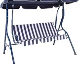 Charles Bentley - 2-3 Seater Garden Patio Swing Seat Hammock Chair - Blue Striped - Blue GLGS01BL 5014555002476