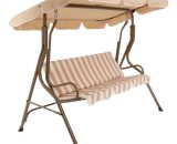 Charles Bentley - 2-3 Seater Garden Patio Swing Seat Hammock Chair - Beige Striped - Beige GLGS01STRIPEBE 5014555097106