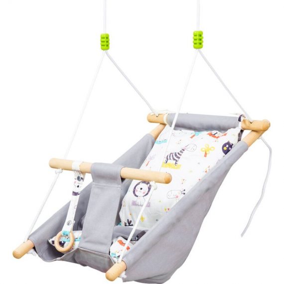 Kids Hammock Swing Chair w/ Cotton Pillow for 6-36 Months, Grey - Grey - Outsunny 5056534574512 5056534574512