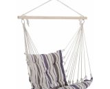Outdoor Hammock Cushioned Chair Patio Swing Seat Wooden Brown Garden - Brown Stripe - Outsunny 5055974845121 5055974845121