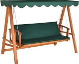 Outsunny - 3 Seater Wooden Garden Swing Chair Seat Hammock Bench Lounger Bed - Green 5060265998714 5060265998714