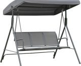 3 Seater Garden Swing Patio Hammock w/ Canopy for Outdoor Grey - Grey - Outsunny 5060265995959 5060265995959