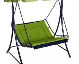 2 Seater Canopy Swing Chair Garden Hammock Bench Outdoor Lounger Green - Green - Outsunny 5055974879591 5055974879591