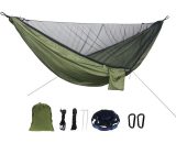 Outdoors Hammock with Mosquito Net 300kg Load Capacity Easy Installment Portable Hammock for Camping Picnic Outdoors,Green - Green H45442GR 755924185875