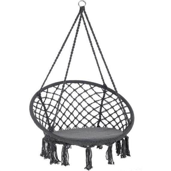 Hanging Swing Chair Hammock Garden Camping 150kg Basket Outdoor Patio Relaxing Anthracite 107497 4250525369427