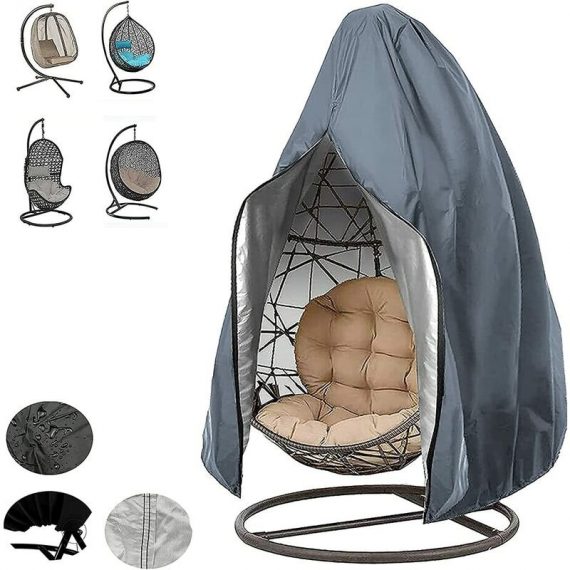 Patio Hanging Egg Chair Cover Rattan Outdoor Wicker Swing Chair Waterproof Dustproof Garden Furniture Cover with Zipper, 190X115cm RBD015531 9784267158674