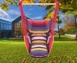 Distinctive Cotton Canvas Hanging Rope Chair with Pillows - Rainbow - Rainbow FA2_13027037