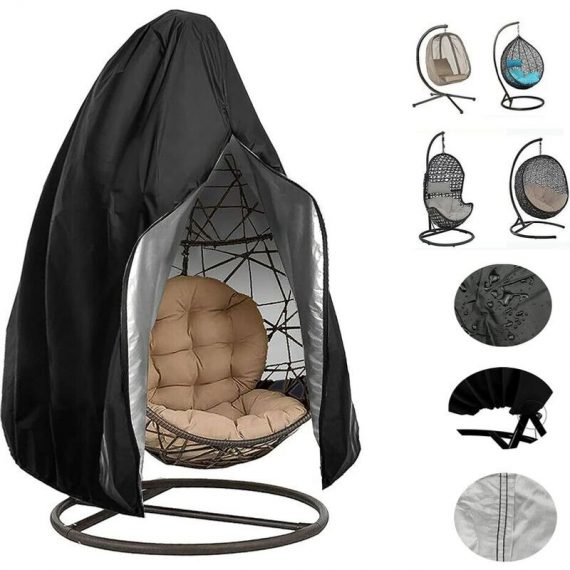 Patio Hanging Egg Chair Cover Outdoor Rattan Wicker Swing Chair Waterproof Dustproof Garden Furniture Cover with Zipper, 190X115Cm,Betterlife LOW021490 9466991703480