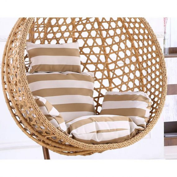Adam And Bryson - Hanging Egg Chair Cushions for Patio Garden Indoor Outdoor Hammock Swing Chair Cushions Brown and White Stripe Brown & White Stripe Pre-Filled Cushion 5060817071483