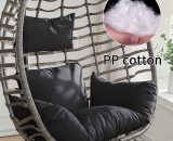 Hanging Egg Chair Pad Wicker Swing Chair Seat Cushion, Black - Livingandhome SW0349 735940296816