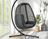 Hooseng - Hanging Egg Chair, Patio Swing Chair with X-type, Egg Garden Chair with Cushioned Swing Basket Seat, Hanging Hammock Chair with Steel Stand 768432786281 768432786281