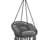 Hanging Chair With 2 Pillow 150kg Load Capacity 60cm Weatherproof 360° Swing Indoor Outdoor Hanging Seat Boho Style Anthracite - Detex 109255 4251776504889