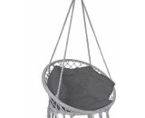 Hanging Chair with Cushion, Macrame Hammock Swing Chair for Bedroom, Balcony, Patio, Garden, 265LBS Capacity, Grey - Vounot 6156927205531 6973424410530