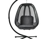 Axhup - Swing Egg Chair, Garden Hanging Chair with x Stand Waterproof Cover and Cushion for Outdoor Patio, Up to 150kg Weight Capacity (Gray) 1djMX285702AAA 5080300222048