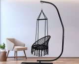 Livingandhome - Indoor Garden Hanging Swing Chair Cotton Rope Seat Metal Stand AI0576AI0581 742521049716