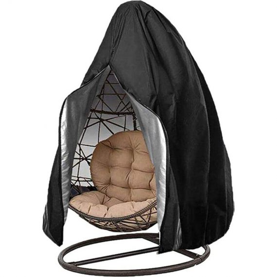 Patio Hanging Chair Cover Outdoor Egg Chair Cover Durable Waterproof Swing Chair Dust Cover Black, L Size 231200cm DS_HI9519-L_SY220808 4502190542088