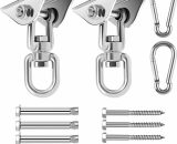 Heavy Duty Ceiling Hooks with SUS304 Stainless Steel 360° Rotatable 4 Fixing Screws for Concrete Wood Sets Yoga Hammock Hanging Chair Two-Piece Y0038-UK3-230210-4523 7068460555631