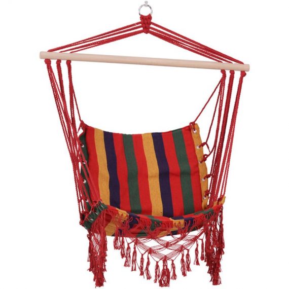 Hammock Chair Swing Colourful Striped Seat Porch Indoor Outdoor Hanging - Multicoloured - Outsunny 5056029830680 5056029830680