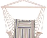 Hammock Hanging Rope Chair Swing w/ Cushion 120KG Max Multicolour - Multicolored stripes - Outsunny 5056399106507 5056399106507