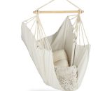 Hanging Chair. Modern Cotton Swing Seat, For Adults & Children, In- & Outdoor Use, Max. 150 Kg, Beige - Relaxdays 10023675_127_GB 4052025946821
