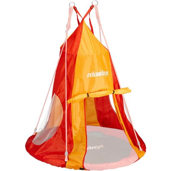 Tent For Swing Nest, Cover for Swinging Seat Disc, Hanging Swivel Chair Accessory, 110 cm, Red/Orange - Relaxdays 10026657_653_GB 4052025926984