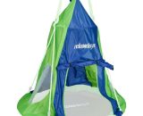 Tent For Swing Nest, Cover for Swinging Seat Disc, Hanging Swivel Chair Accessory, 110 cm, Blue/Green - Relaxdays 10026656_653_GB 4052025927004