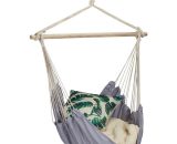 Hanging Chair, Modern Cotton Swing Seat, For Adults & Children, In- & Outdoor Use, Max. 150 Kg, Grey - Relaxdays 10034339_0_GB 4052025343392