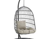 Beliani - Hanging Swing Chair Black Boho Rope Metal Stand Chain Soft Cushion allera - Black 300658 4251682271127