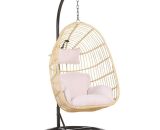 Beliani - Boho Beige Hanging Chair with Metal Base Indoor-Outdoor Wicker Egg Shape Casoli - Natural 188790 4251682234870