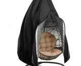 Hanging chair cover for patio, Outdoor dustproof egg chair cover with zipper and drawstring Resis Garden furniture protector (size: 115x190cm, LI008165 9381719144997