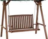 Outsunny - 2 Seater Wood Garden Swing Chair Outdoor Loveseat Bench w/ Canopy Green - Green, Brown 5056029882481 5056029882481