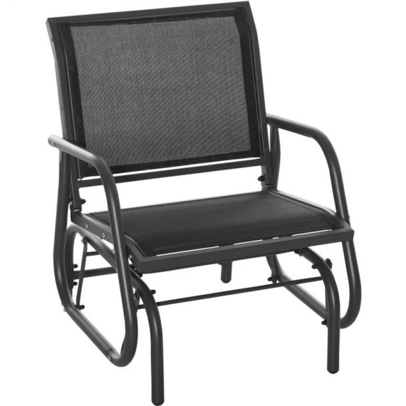 Outsunny Outdoor Gliding Swing Chair Garden Seat w/ Mesh Seat Curved Back Steel - Black, Dark Grey 5056399122736 5056399122736