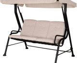 Outdoor 3-person Garden Metal Padded Porch Swing Chair Bench, Beige - Beige - Outsunny 5056029884812 5056029884812