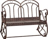 Rocking Chair Swing Bench Loveseat Metal Bronze Garden Outdoor - Bronze Red - Outsunny 5055974842229 5055974842229