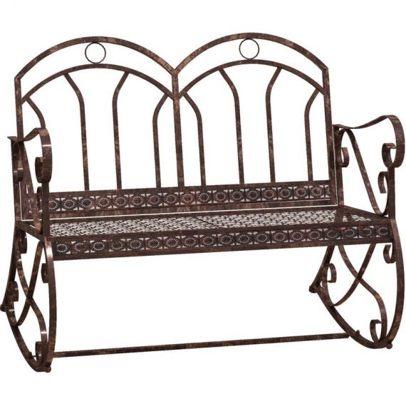 Rocking Chair Swing Bench Loveseat Metal Bronze Garden Outdoor - Bronze Red - Outsunny 5055974842229 5055974842229