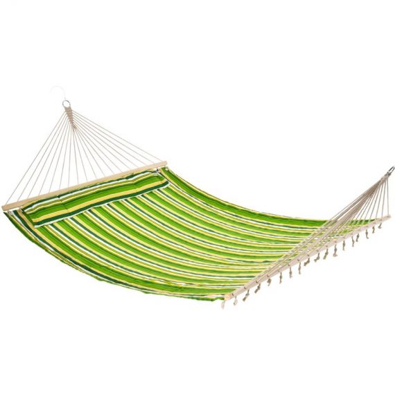 Outsunny Hammock Camping Swing Outdoor Garden Beach Stripe Hanging Bed with Pillow 188L x 140W (cm) 100110-073 5055974822597